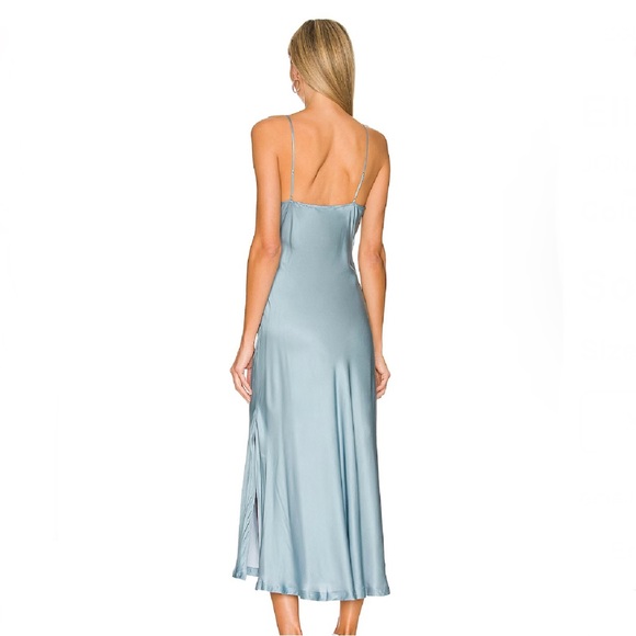 NEW JONATHAN SIMKHAI REVOLVE BLUE CUTOUT MIDI SLIP DRESS - Picture 7 of 10